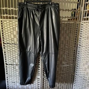 Leather Jogger Pants-Plus Size